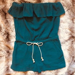 Cute peacock teal jumpsuit shorts
